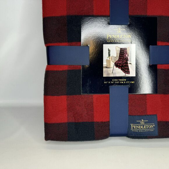 Pendleton Home Collection Rob Roy Luxe Throw Blanket 50 x 70 Red Black Plaid NEW - Picture 5 of 9